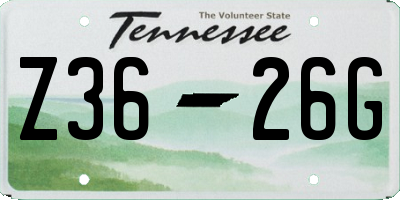 TN license plate Z3626G