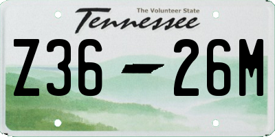 TN license plate Z3626M