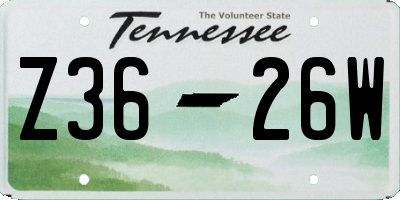 TN license plate Z3626W