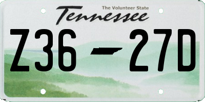 TN license plate Z3627D