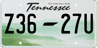 TN license plate Z3627U