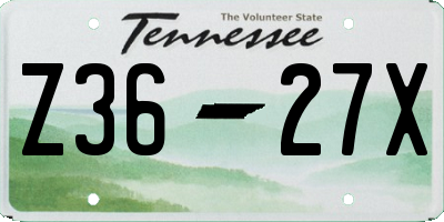 TN license plate Z3627X