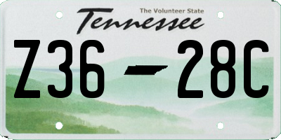 TN license plate Z3628C