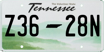 TN license plate Z3628N
