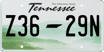 TN license plate Z3629N