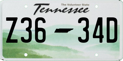 TN license plate Z3634D
