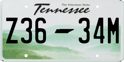 TN license plate Z3634M