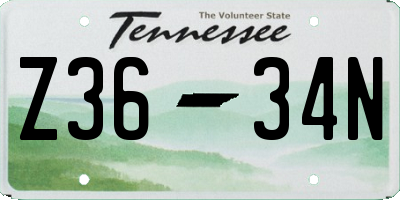 TN license plate Z3634N