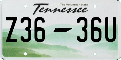 TN license plate Z3636U