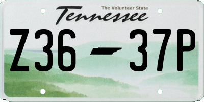 TN license plate Z3637P