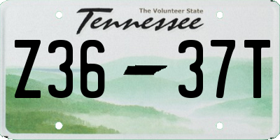 TN license plate Z3637T