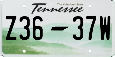 TN license plate Z3637W