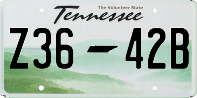 TN license plate Z3642B