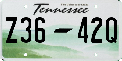 TN license plate Z3642Q