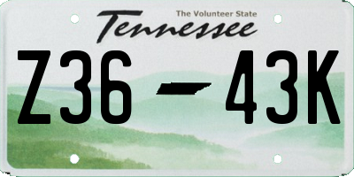TN license plate Z3643K