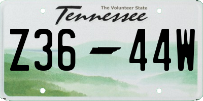 TN license plate Z3644W