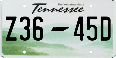 TN license plate Z3645D