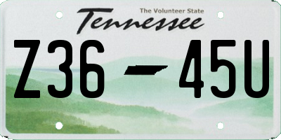 TN license plate Z3645U