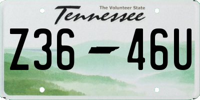 TN license plate Z3646U