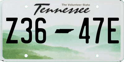 TN license plate Z3647E