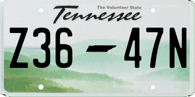 TN license plate Z3647N
