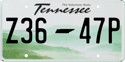 TN license plate Z3647P