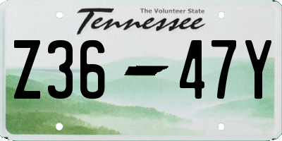 TN license plate Z3647Y