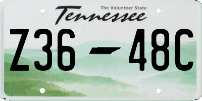 TN license plate Z3648C
