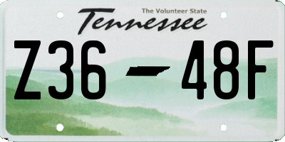 TN license plate Z3648F