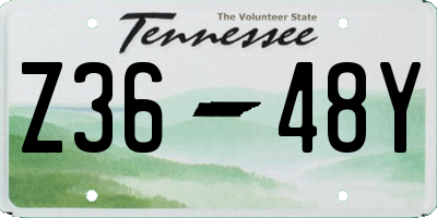 TN license plate Z3648Y