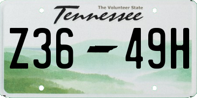 TN license plate Z3649H