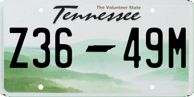 TN license plate Z3649M