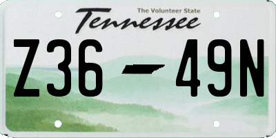 TN license plate Z3649N
