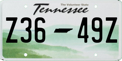 TN license plate Z3649Z