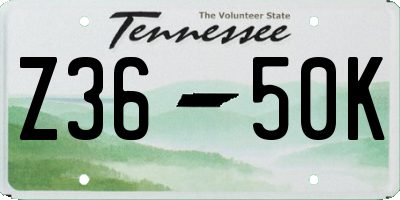 TN license plate Z3650K