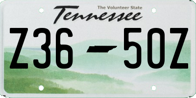 TN license plate Z3650Z