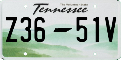 TN license plate Z3651V