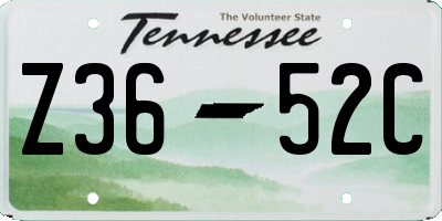 TN license plate Z3652C