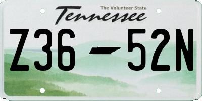TN license plate Z3652N