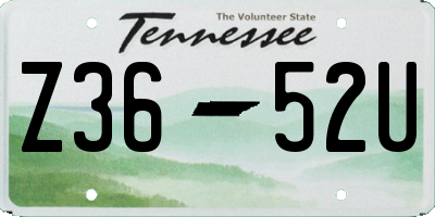 TN license plate Z3652U