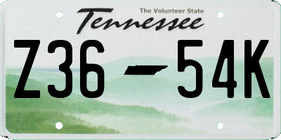TN license plate Z3654K