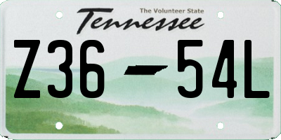 TN license plate Z3654L