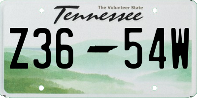 TN license plate Z3654W