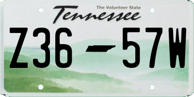 TN license plate Z3657W