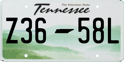 TN license plate Z3658L