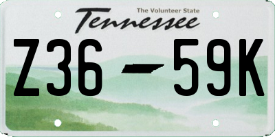 TN license plate Z3659K