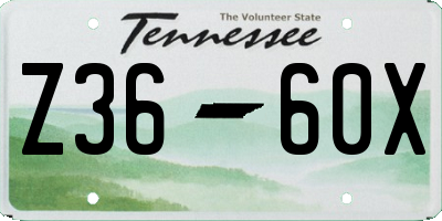 TN license plate Z3660X