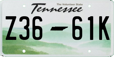 TN license plate Z3661K