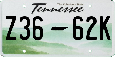 TN license plate Z3662K