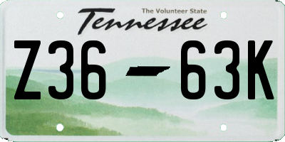 TN license plate Z3663K